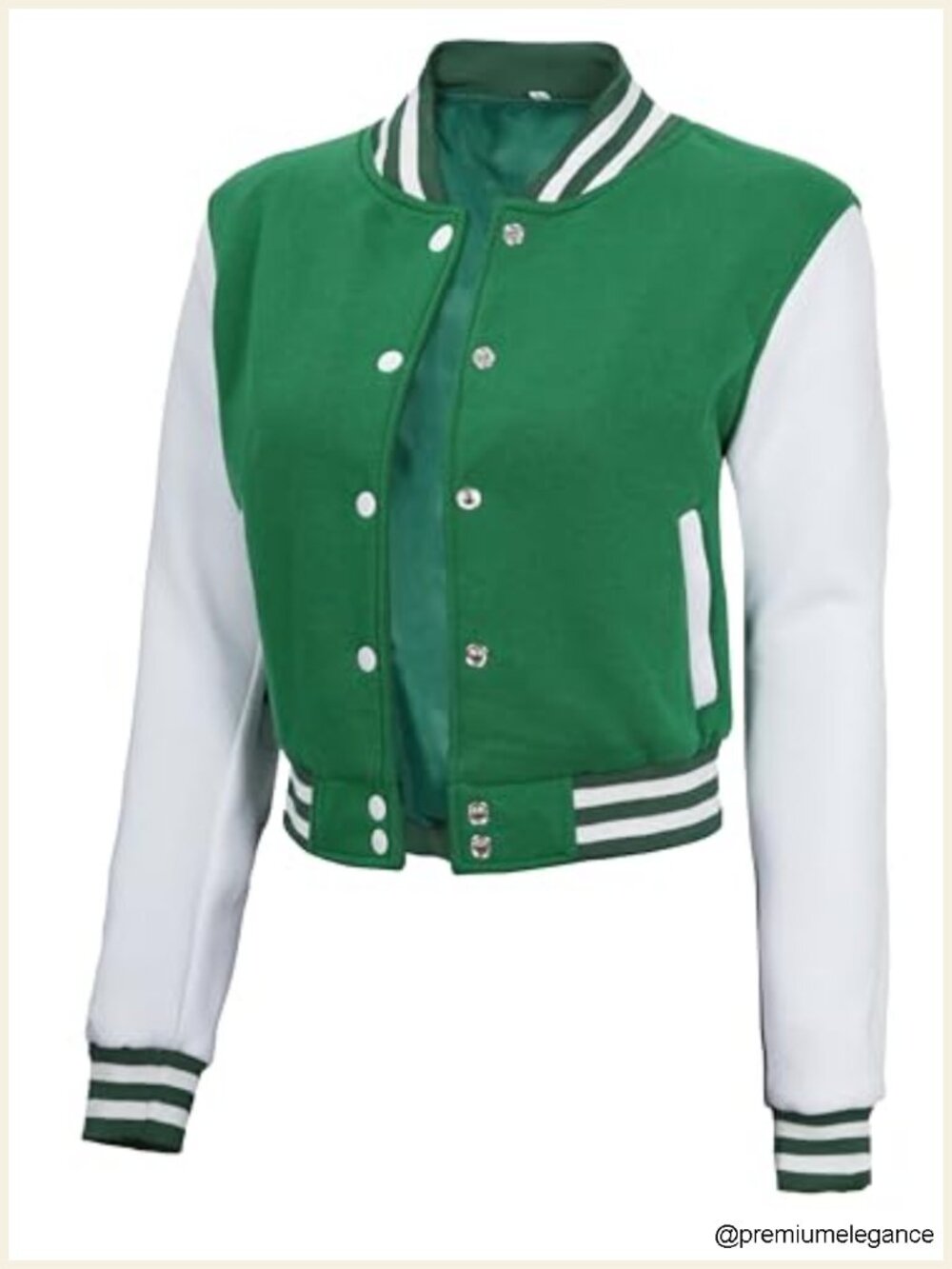 Cropped Varsity Jacket - Casual Bomber Style Fleece Coat for Women